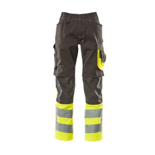 MASCOT Leeds Hose mit Knietaschen SAFE SUPREME Dunkelanthrazit / Hi-vis Gelb 48 - 15679-860-1817-76C48