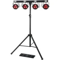 Showlite Lichtanlage LB-4390 LED Licht Komplettanlage RGB, mit Wireless Fußschalter, T-Bar, Stativ, Taschen