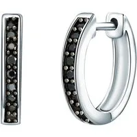 Rafaela Donata Paar Creolen Ohrringe aus 925 Sterling Silber, mit Zirkonia in schwarz