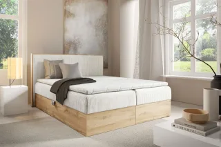 Boxspringbett Schlafzimmerbett ROLAND PREMIUM 120x220cm in Stoff Lincoln Creme