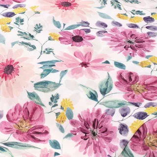 Baumwollstoff "rosa Blumen", weiß-color