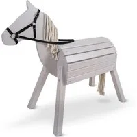 Pink Papaya Holzpferd Reitpferd aus Holz für Kinder, Holzpferd mit Mähne und Schweif, langlebig und wetterfest, fördert Kreativität und Motorik