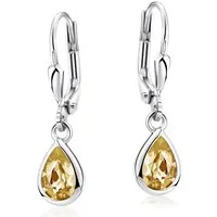 Materia Paar Ohrhänger Damen Citrin Orange Edelstein SO-448, 925 Sterling Silber, rhodiniert