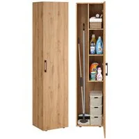 Bellamio Mehrzweckschrank Apol (Eichenoptik) Besenschrank mit 3 Fächern, inkl. Staubsaugerfach, robust & kratzfest
