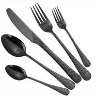 KingLux Besteck-Set 30teilig Schwarz Besteck Set mit Messer Gabel Löffel Spülmaschinenfest (30-tlg), 6 Personen, Edelstahl