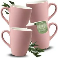 matches21 HOME & HOBBY Tasse Kaffeetassen 4er Set aus Keramik 340ml, Teetassen in Altrosa, 4-tlg., Keramik, Moderne Kaffeebecher Spülmaschinenfest & Mikrowellengeeignet