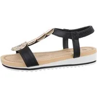 Ital-Design Damen Freizeit Riemchensandalette (86016995) Keilabsatz/Wedge Keilsandaletten in Schwarz