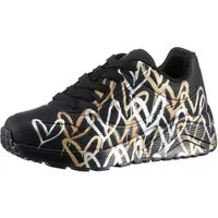 Skechers Skechers x JGoldcrown: Uno Lite - Metallic Love Plateausneaker, Schnürschuh, Keilsneaker mit Herzchen im Metallic Look bedruckt