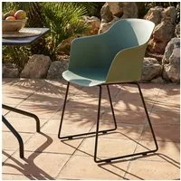 IDIMEX Gartenstuhl FORO (4 St), Outdoor Schalenstühle 4er Set UV-beständig mit Metallbeinen Grün
