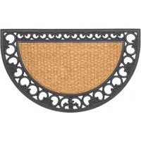 matches21 HOME & HOBBY Fußmatte Kokosmatte Zier-Rahmen natur halbrund als aussen Sauberlaufmatte, halbrund, Höhe: 10 mm, Rutschfeste Kokos-Türmatte als Outdoor Schmutzfangmatte 45x75 cm
