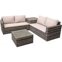 TEICO GROUP Gartenlounge-Set Polyrattan Lounge-Set Kissenbox m. Gasdruckfeder Sitz- u. Rückenkissen, (4-tlg)