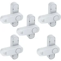 BASI Fensterzusatzschloss Fenstersicherung (Spar-Set, 5 St), 1-flügelige Fenster, Sperrbügel, Druckknopfsicherung, Weiß, 5 Stück