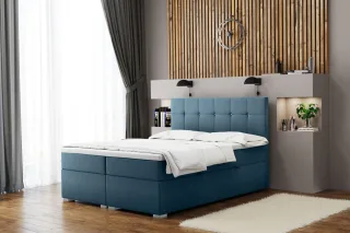 Boxspringbett Schlafzimmerbett ABELT 140x220cm in Stoff Matt Velvet Himmelblau