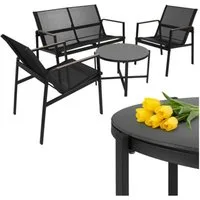 Gardlov Gartenlounge-Set Balkonmöbelset Gartenmöbel, (Spar-Set, 4-tlg., Sessel 150 kg, Sofa 300 kg), Die 5 mm starke Sicherheitsglasplatte ist stilvoll und praktisch