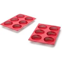 Betty Bossi Brotbackform Brötli rund 2er Set Silikon rot, (2-tlg), antihaftbeschichtet