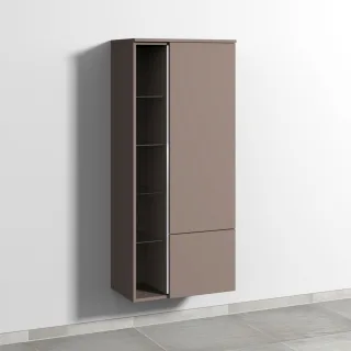 Sanipa 3way Stauraumschrank mit 1 Tür, 1 Auszug und offenen Fächern, Taupe-Matt BP1831T