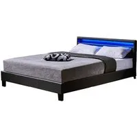 HOME DELUXE Bett LED Bett ASTRO (Set, 2-tlg., Bett und Lattenrost), extra großes gepolstertes Kopfteil,Variante mit oder ohne Matratze