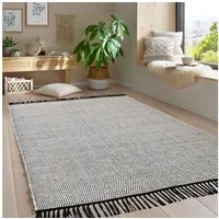 TaraCarpet Wollteppich Handwebteppich Borkum 100% Baumwolle, rechteckig, Höhe: 5 mm, gewebt Baumwolle natur modern Wohnzimmer Küche 080x150 cm