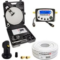 PremiumX Camping SAT Anlage Satelliten-Finder LNB 10m Kabel F-Stecker Koffer SAT-Antenne
