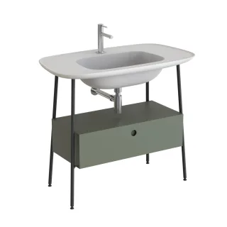 VitrA Plural Set 100 cm Waschtischunterbau mit 1 Vollauszug und Möbelwaschtisch Edelweiß,80463 80463