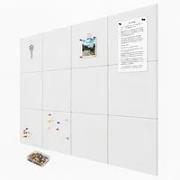 relaxdays Pinnwand 12x selbstklebende Filzpinnwand Quadrat, weiß