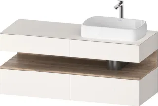 Duravit Qatego Konsolenwaschtischunterbau wandhängend Weiß Supermatt 1400x550x600 mm - QA47660558400 QA4766055840010