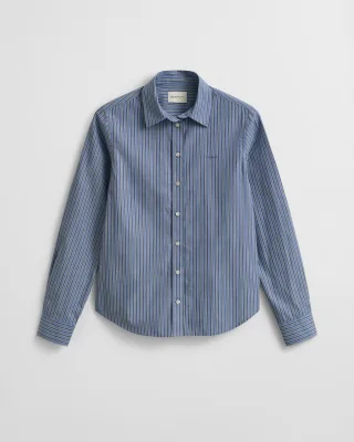 GANT - Regular Fit Popeline Bluse mit Streifen faded denim - Gr. - 36