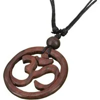 Guru-Shop Perlenkette Ethno Holzschmuck, Halskette, Surferkette - Om/1