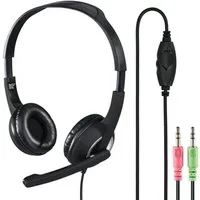 Hama Office Over-Ear Headset 2x 3,5mm Stereo Schwarz PC-Headset (Mikrofon, PC Büro Kophörer Mikrofon Mikro Kopfbügel 2m Kabel Fernbedienung)