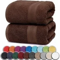 NatureMark Saunatuch Frottier Saunatücher 80x200cm, 100% Baumwolle (2-St), Premium Qualität SAUNATUCH Sauna-Handtuch, 80x200cm, Schoko braun
