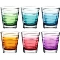 LEONARDO Glas Vario Struttura, Kalk-Natron Glas, 6 Trinkgläser, Spülmaschinenfest, bunt