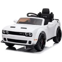 Elektro-Kinderauto Kinder Elektroauto Dodge Challenger SRT, 2 Motoren+Sound+FB+LED weiss
