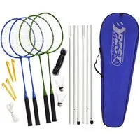 Best Sporting Federballschläger Badminton Komplett-Set, Federball/Badminton Set für Erwachsene und Kinder, mit Schlägern, Netz