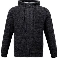 JOB Strickjacke Hoodie-Strickjacke ALTA mit Fellfutter Schwarz mit Fellfutter