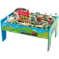 COSTWAY Spielzeug-Eisenbahn umkehrbar&abnembar, Holz, (80-tlg)