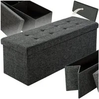 tectake Sitzhocker Faltbare Sitztruhe aus Polyester mit Stauraum 110x38x38cm (2 in 1, Multifunktionale Sitzbank in dunkelgrau), moderner gepolsterter Allrounder, Belastbarkeit 300 kg