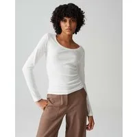 OPUS Langarmshirt SORANA aus BCI Cotton Mix figurbetont geschnitten, weicher Griff, weiter Rundhalsausschnitt