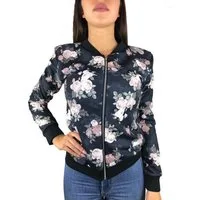 Worldclassca Blouson Worldclassca Damen Bomberjacke Blumenprint Übergangsjacke mit Zipper Neue Kollektion - Stilvolle und gemütliche Mode für Damen