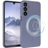 EAZY CASE Handyhülle für Samsung Galaxy A16 Hülle Silikon 6,7 Zoll, Backcover MagSafe rutschfestes Soft-Touch Silikon matt Stahlblau