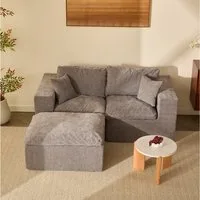 LITBIRD Sofa Ecksofa mit Schlaffunktion, extra tiefe Sitzfläche, Chenille-Bezug, 3 Teile, platzsparendes L-Form Sofa 190 cm, moderne Couch, ohne Montage