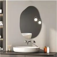 Hopibath Badspiegel ohne Beleuchtung Badezimmerspiegel Rahmenlos (Design Spiegel Asymmetrisch, 1-St., Kieselstein, 55x80cm), für Schminktisch Schlafzimmer Wohnzimmer Flur Hotel