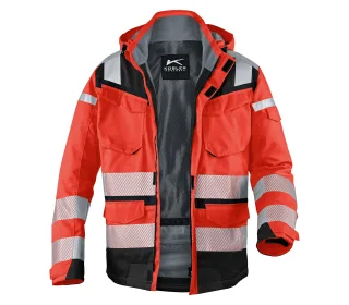 KÜBLER REFLECTIQ Wetterjacke SYMPATEX® PSA 2 warnrot/schwarz S - 1307 8332-5499-S
