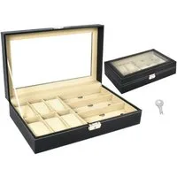 ISO TRADE Uhrenarmband Organisator Uhrenbox Schmuckkasten, für 6 Armbanduhren, abschließbar