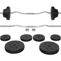 Yaheetech Langhantel Hantel 20/25/30 Kg, SZ-Stange mit 6 Scheiben für Krafttraining