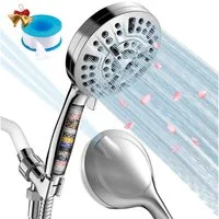 MOPUEA Duschbrause Handbrause,Duschkopf 10-Modell Strahlarten mit Schlauch 1.5M,Dichtband, (Handbrause mit 15-stufigem Wasserfilter für sauberes Duschwasser, Hochdruckduschkopf mit Wasserfilter zur Reduzierung von Kalk & Chlor), 10 Sprühmodi, kein Ve