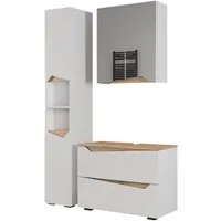 Vicco Badmöbel-Set Marelle, Weiß/Artisan, 3 Teile mit Hochschrank, (3-St., 3er Set)