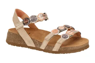 Think 322 Damen Sandalette beige iced coffee/kombi Keilabsatz Klettverschluss
