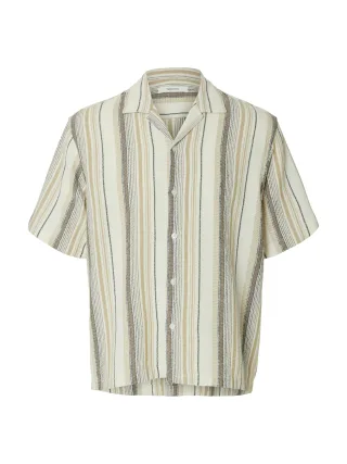 SELECTED MEN - SLHRLXCAL SS SHIRT RESORT Egret - Gr. - L