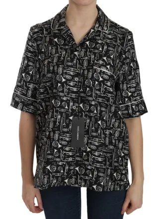 Dolce Gabbana Musikinstrumente Seidenhemd
