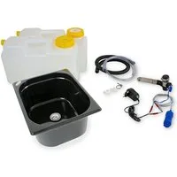 ad-ideen Waschbecken 230V Camping Spüle Technikset 325x265x150mm Schwarz Küche